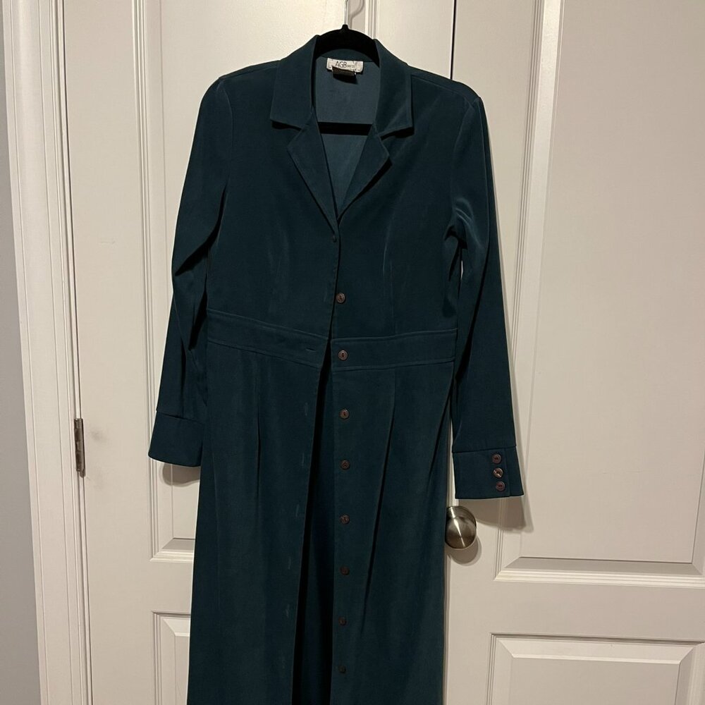 Blue/Green Trench Coat  - Size 8